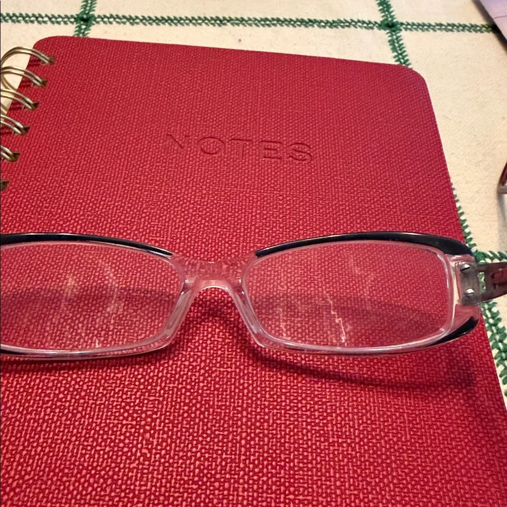 Versace Clear Frame Black Temples glasses with Medusa Detail